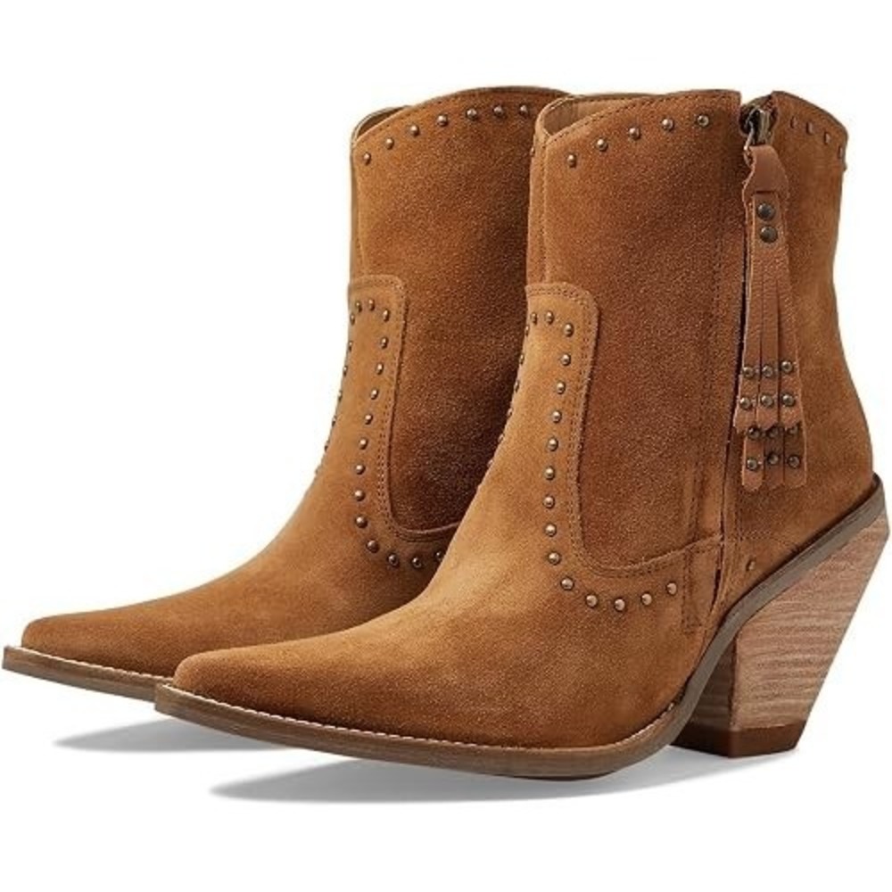 Dingo Womens Classy N Sassy Camel Suede Western Ankle Bootie 6.5M DI262